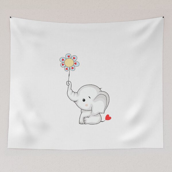 Item preview, Sweet Elephant with Heart Flower - Cute Grey Elephant and Floral Heart designed and sold by Love3Happy.