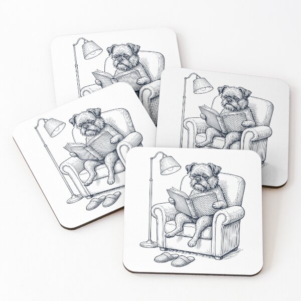 Item preview, Vintage Brussels Griffon Read Book Dog Mom Dad designed and sold by DoodleTortle.