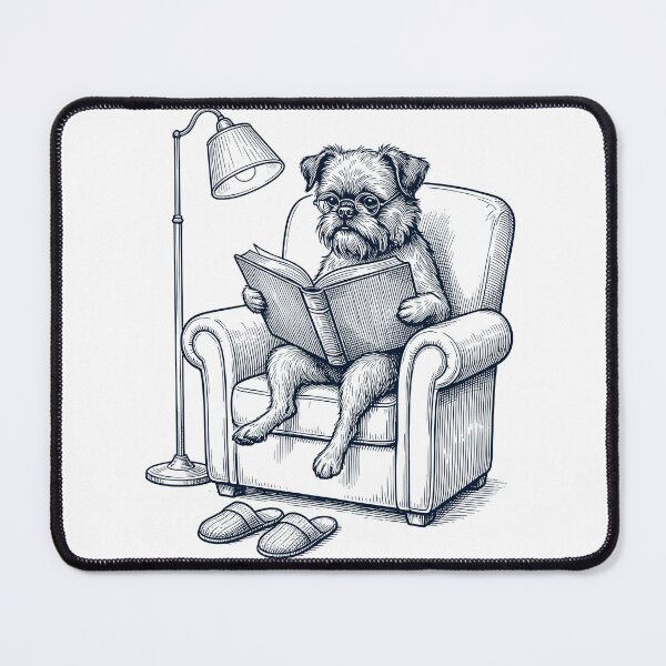 Item preview, Vintage Brussels Griffon Read Book Dog Mom Dad designed and sold by DoodleTortle.