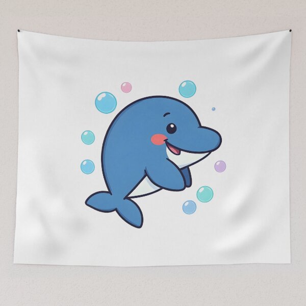 Item preview, Cute Happy Dolphin Cartoon – Kawaii Ocean Animal Design designed and sold by Kavya Art.