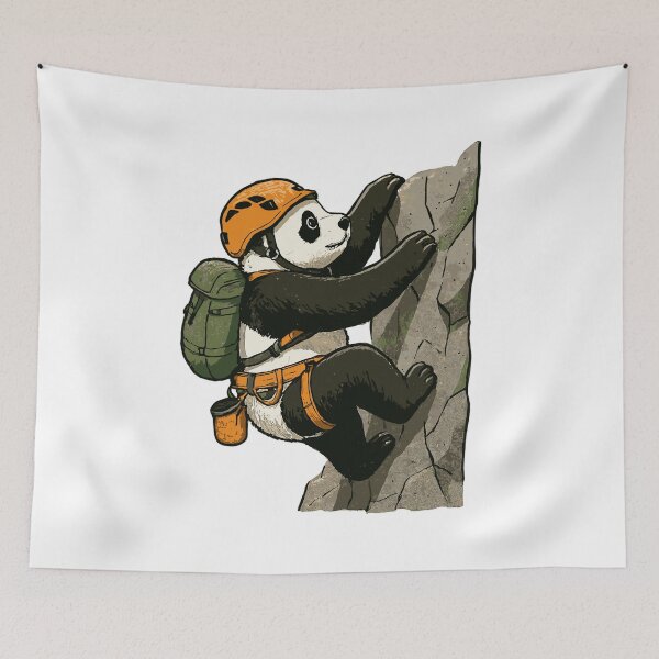 Item preview, Panda bear bouldering with climbing equipment designed and sold by Pineapple-Tree.