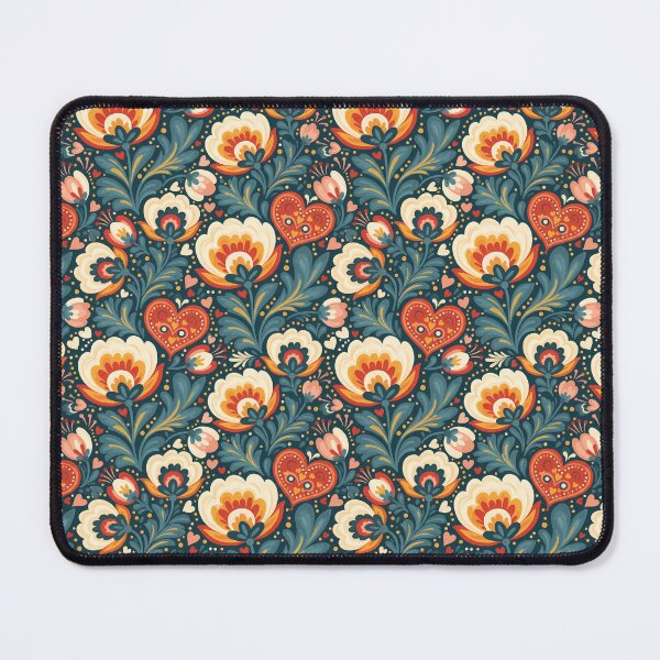Item preview, Valentine’s Day Floral and Heart Seamless Pattern – Scandinavian Folk Art by heidiannemorris © designed and sold by FOLK ART FUSION by heidiannemorris.