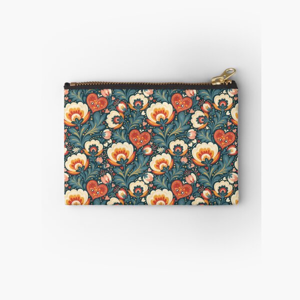 Item preview, Valentine’s Day Floral and Heart Seamless Pattern – Scandinavian Folk Art by heidiannemorris © designed and sold by FOLK ART FUSION.