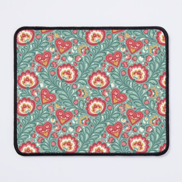 Item preview, Soft Valentine’s Day Floral and Heart Seamless Pattern – Scandinavian Folk Art by heidiannemorris © designed and sold by FOLK ART FUSION.