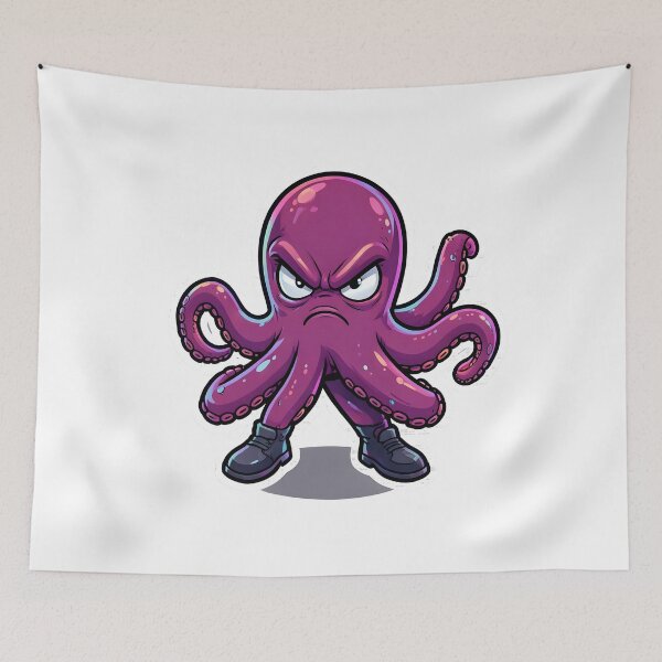 Item preview, Angry Octopus Mascot – Cute Tough Cartoon Sea Creature designed and sold by Kavya Art.