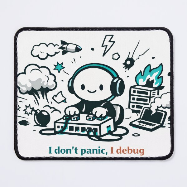 Item preview, I Don't Panic, I Debug designed and sold by ChaosInNumbers.