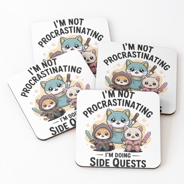 Item preview, Cute Cats Side Quests RPG Gamer Funny Procrastination Design designed and sold by JMDesignHub.