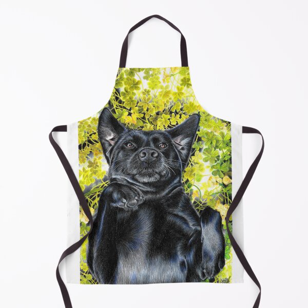 Item preview, Black dog lying in the clovers designed and sold by CozyRainRabbit.