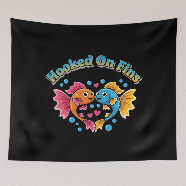 Item preview, Hooked On Fins | Cute Valentine Fish Couple Design for Aquarium Lovers | Fish Lover Gift designed and sold by TankTherapyArt.