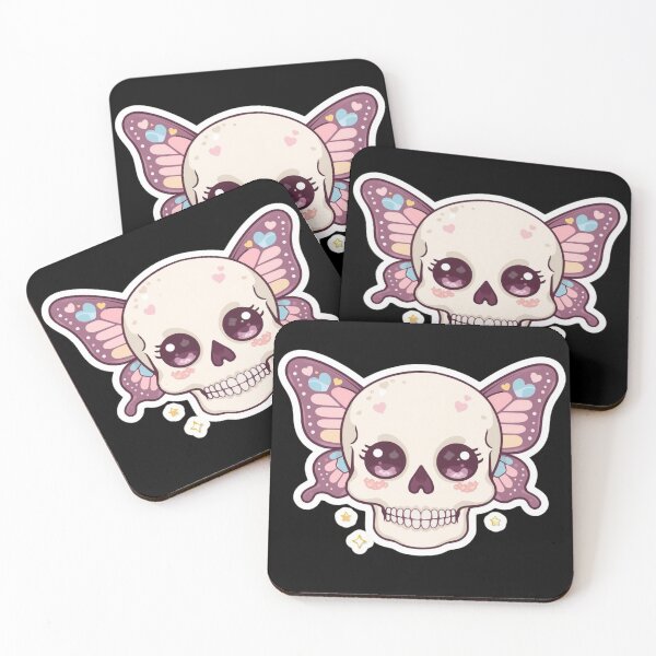 Item preview, Kawaii Butterfly Skull With Hearts – Cute Pastel Goth Spooky Sticker Design designed and sold by LintonGriffin.