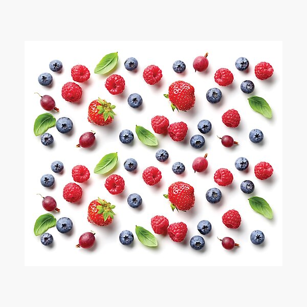 Item preview, Fresh Berries Pattern on White designed and sold by zeStudioPhoto.