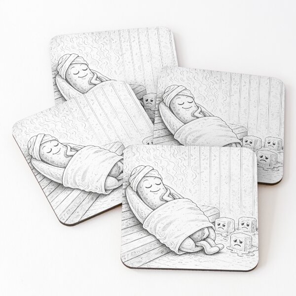 Item preview, Hot Dog Sauna Funny Melting Ice Cubes Coloring Page designed and sold by ComedyInkFactor.