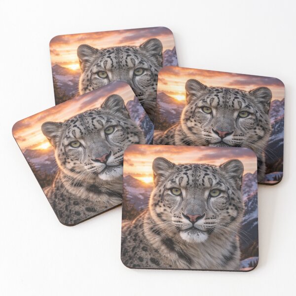 Item preview, Snow Leopard at Sunset – Majestic Mountain Wildlife Art designed and sold by Darlin8888.