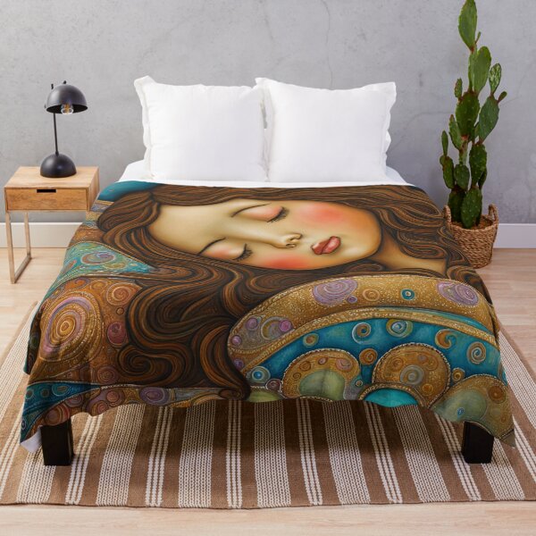 Item preview, Folk-Art Angel Asleep in bed designed and sold by Colin Bentham.