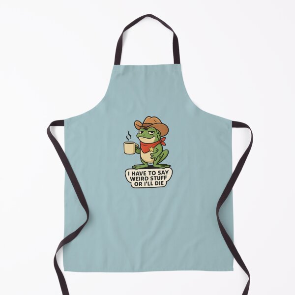 Item preview, Funny Cowboy Frog Saying “I Have to Say Weird Stuff or I’ll Die” – Coffee Lover Meme Frog Illustration designed and sold by Golden Blaze Studio.