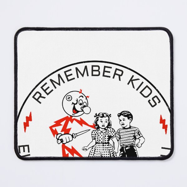 Item preview, Reddy Kilowatt vintage sparky, funny electrician, remember kids electricity will kill you, electric hazard warning, lineman hard hat  designed and sold by CharmedVille.