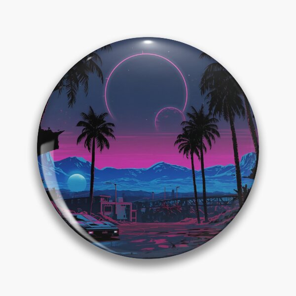 Item preview, Ferrar 80s retro-futuristic landscape with palm trees and a sports car neon colors 12 designed and sold by Neon G.