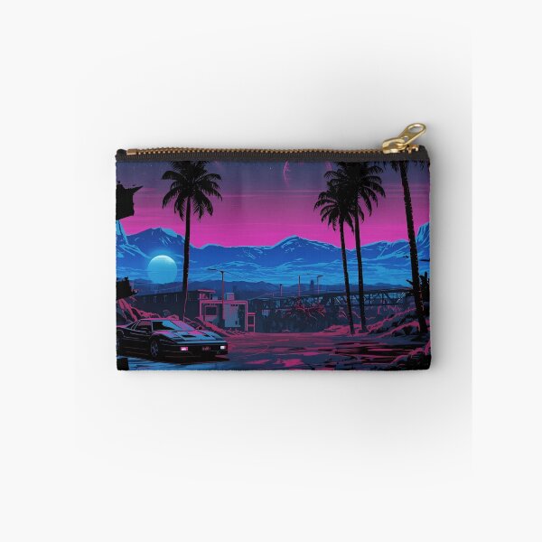 Item preview, Ferrar 80s retro-futuristic landscape with palm trees and a sports car neon colors 12 designed and sold by Neon G.