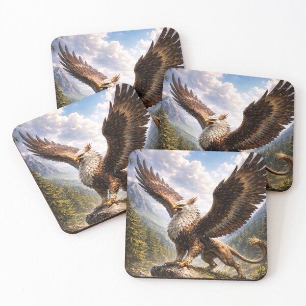 Item preview, Majestic Gryphon Guardian of the Mountain Forest – Mythical Fantasy Creature Art designed and sold by DrakariArt.