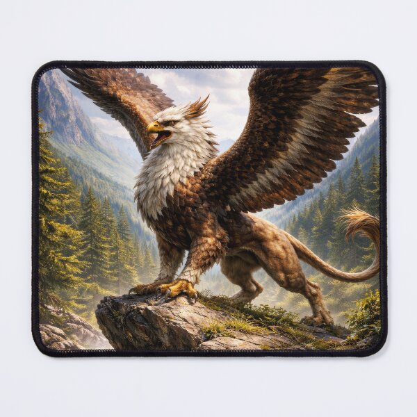 Item preview, Majestic Gryphon Guardian of the Mountain Forest – Mythical Fantasy Creature Art designed and sold by DrakariArt.