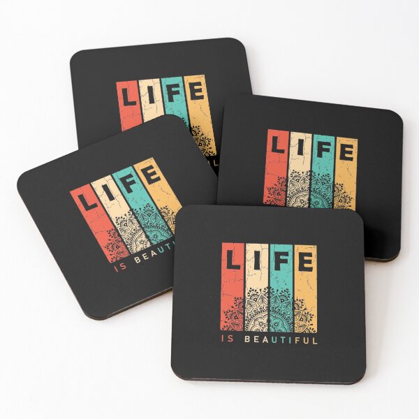 Item preview, Life Is Beautiful Inspirational Typography with Mandala Art, Colorful Boho Quote Design designed and sold by Lineesh Kumar.