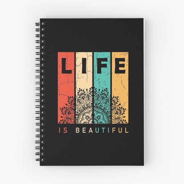 Artikelvorschau, „Life Is Beautiful“ – Inspirierende Typografie mit Mandala-Kunst, farbenfrohes Boho-Zitat-Design entworfen und verkauft von Lineesh Kumar.