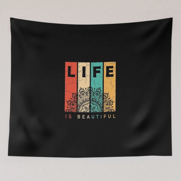 Item preview, Life Is Beautiful Inspirational Typography with Mandala Art, Colorful Boho Quote Design designed and sold by Lineesh Kumar.