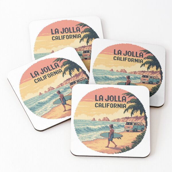 Item preview, La Jolla California Pixel Art Surf Scene – Retro Sunset Beach Illustration designed and sold by CircinusStore.