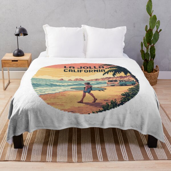 Item preview, La Jolla California Pixel Art Surf Scene – Retro Sunset Beach Illustration designed and sold by CircinusStore.