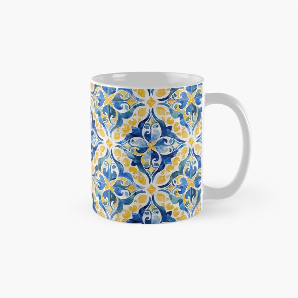 Item preview, Mediterranean blue yellow tiles pattern  designed and sold by PG Illustration.