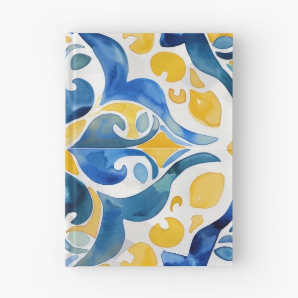 Item preview, Mediterranean blue yellow tiles pattern  designed and sold by PG Illustration.