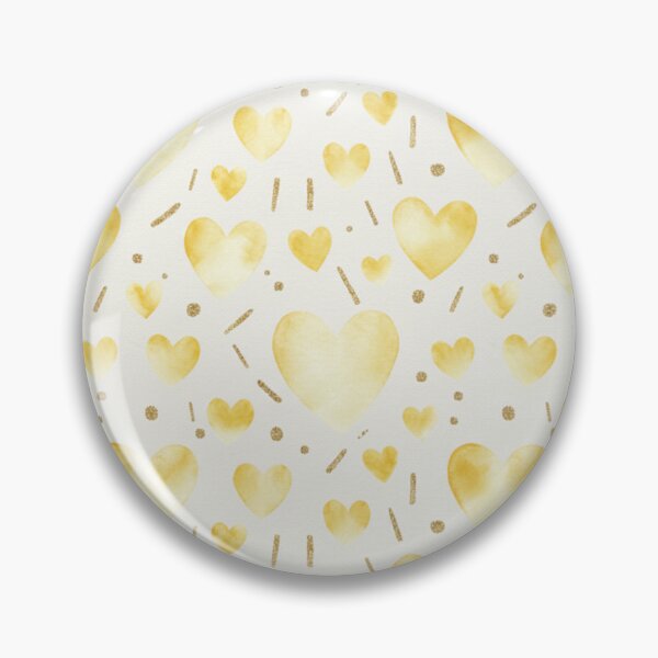 Item preview, Yellow Watercolor Hearts Pattern - Bright Cheerful Design with Gold Accents designed and sold by DraftNDreamShop.
