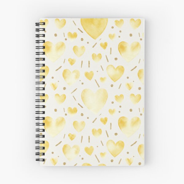 Item preview, Yellow Watercolor Hearts Pattern - Bright Cheerful Design with Gold Accents designed and sold by DraftNDreamShop.