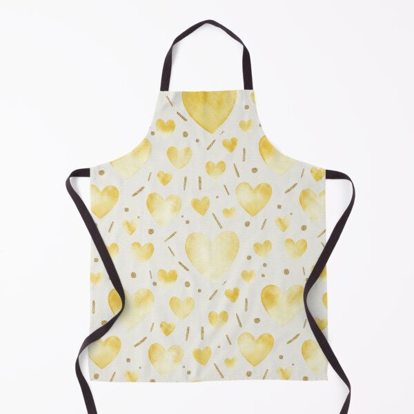 Item preview, Yellow Watercolor Hearts Pattern - Bright Cheerful Design with Gold Accents designed and sold by DraftNDreamShop.