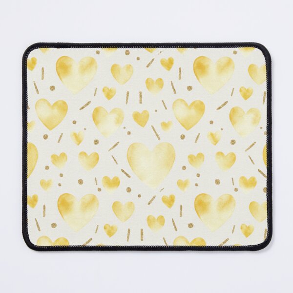 Item preview, Yellow Watercolor Hearts Pattern - Bright Cheerful Design with Gold Accents designed and sold by DraftNDreamShop.