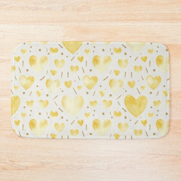 Item preview, Yellow Watercolor Hearts Pattern - Bright Cheerful Design with Gold Accents designed and sold by DraftNDreamShop.