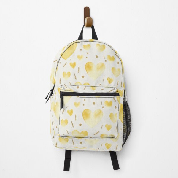 Item preview, Yellow Watercolor Hearts Pattern - Bright Cheerful Design with Gold Accents designed and sold by DraftNDreamShop.