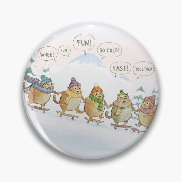 Item preview, Cute Cats Skateboarding in Snow - Winter Fun Squad with Speech Bubbles designed and sold by SammyMorry.