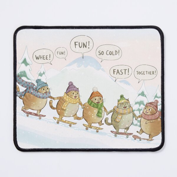 Item preview, Cute Cats Skateboarding in Snow - Winter Fun Squad with Speech Bubbles designed and sold by SammyMorry.