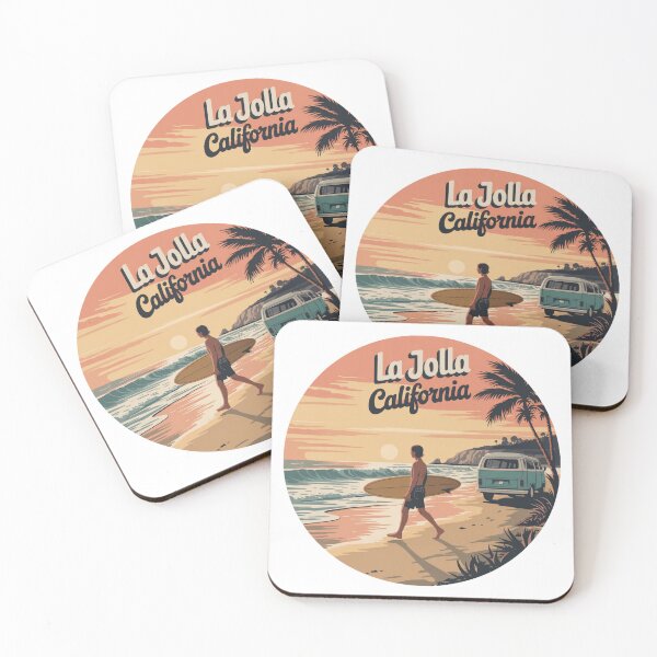 Item preview, La Jolla California Retro Surf Sunset - Vintage Beach Scene Illustration designed and sold by CircinusStore.