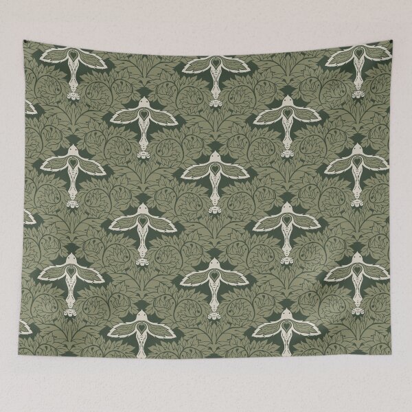 Item preview, Arts and Crafts Acanthus Damask with Dove -  Biophilic Deep Green designed and sold by dreamprint.