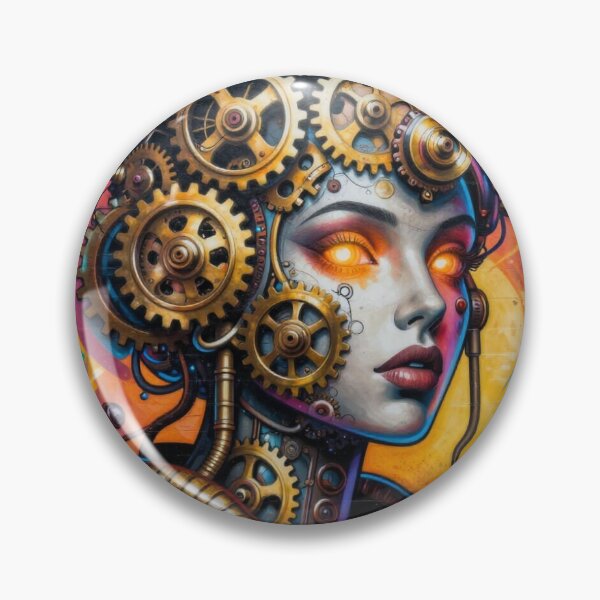 Item preview, Cyber Graffiti Vision – Futuristic street art with 4D woman and mechanical depth designed and sold by FotoworldEdel.
