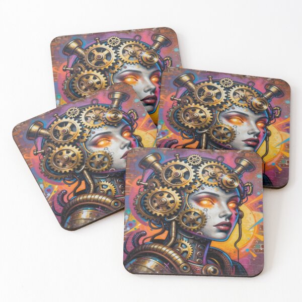 Item preview, Cyber Graffiti Vision – Futuristic street art with 4D woman and mechanical depth designed and sold by FotoworldEdel.