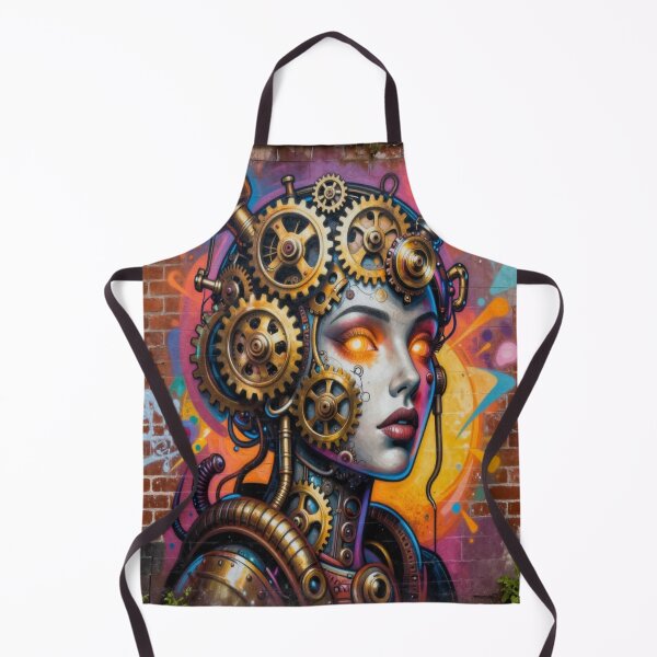 Item preview, Cyber Graffiti Vision – Futuristic street art with 4D woman and mechanical depth designed and sold by FotoworldEdel.