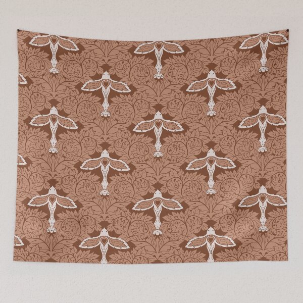Item preview, Arts and Crafts Acanthus Damask with Dove - Deep Terracotta designed and sold by dreamprint.