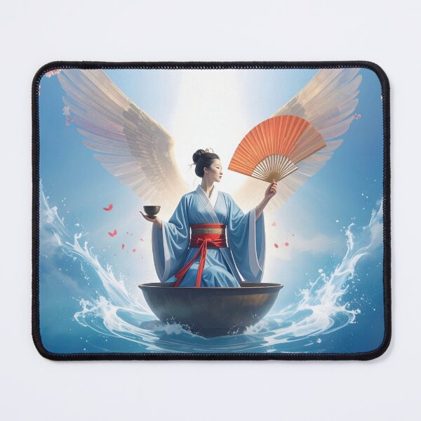 Item preview, Asian spiritual art – Winged woman in kimono, Zen illustration designed and sold by Schoenenwald - Illustrations Uniques et Originales.