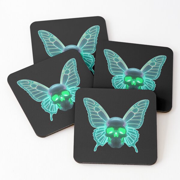 Item preview, Neon Green Butterfly Skull – Cyberpunk Goth Glow Aesthetic Sticker designed and sold by LintonGriffin.