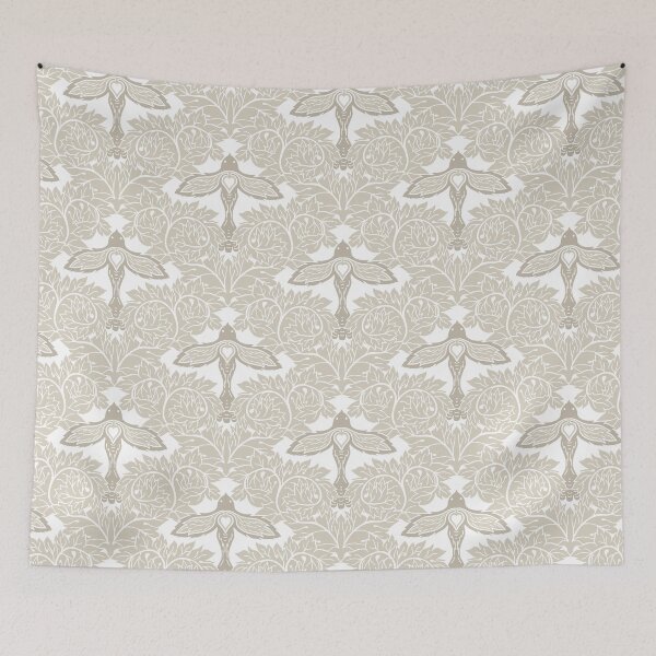 Item preview, Arts and Crafts Acanthus Damask with Dove - Warm Earthy Beige designed and sold by dreamprint.