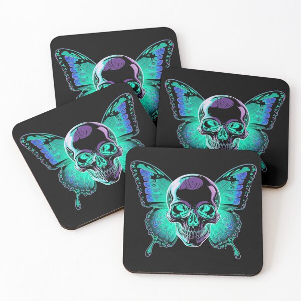 Item preview, Neon Butterfly Skull – Cyberpunk Goth Glow Sticker Design designed and sold by LintonGriffin.