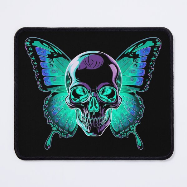 Item preview, Neon Butterfly Skull – Cyberpunk Goth Glow Sticker Design designed and sold by LintonGriffin.